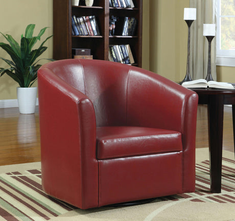 Coaster Turner Upholstered Barrel Back Swivel Chair Red