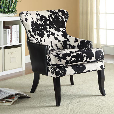 Coaster Trea Cowhide Print Upholstered Accent Chair Black and White