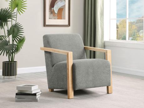 Coaster Diego Upholstered Accent Arm Chair with Wood Arms Grey