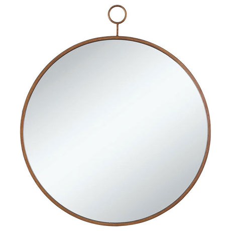 Coaster Eulaina 30 x 36 Inch Round Wall Mirror Gold