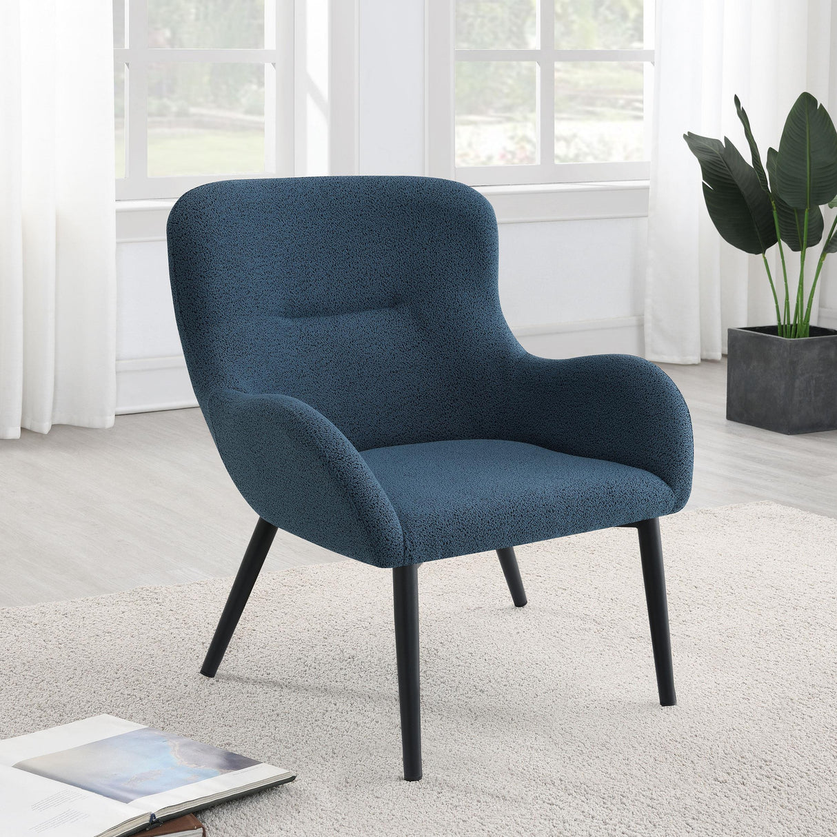 Coaster Calvin Upholstered Modern Arm Accent Chair Aegean Blue