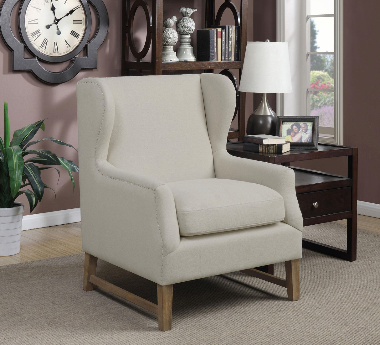 Coaster Fleur Upholstered Wingback Accent Chair Cream