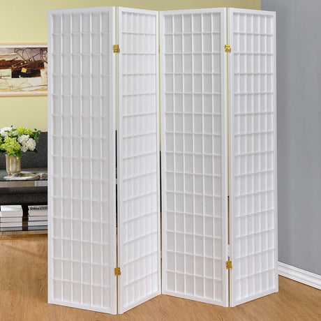 Coaster Roberto 4-Panel Room Divider Folding Shoji Screen White