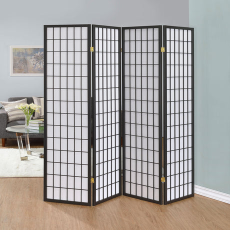 Coaster Roberto 4-Panel Room Divider Folding Shoji Screen Dark Grey