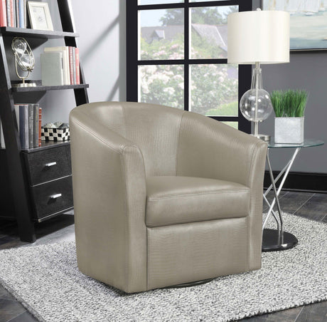Coaster Turner Upholstered Barrel Back Swivel Chair Champagne