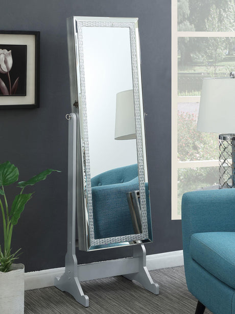 Coaster Elle Cheval Mirror with Jewelry Storage Silver