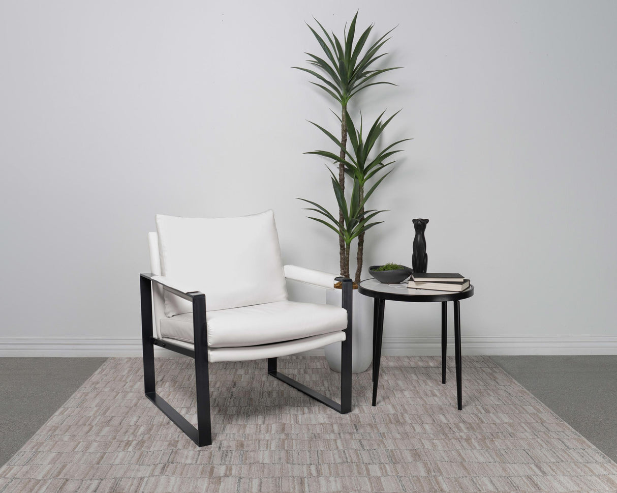 Coaster Rosalind Upholstered Track Arm Accent Chair White