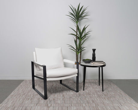 Coaster Rosalind Upholstered Track Arm Accent Chair White