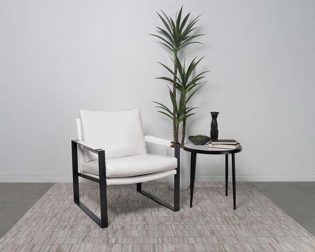 Coaster Rosalind Upholstered Track Arm Accent Chair White