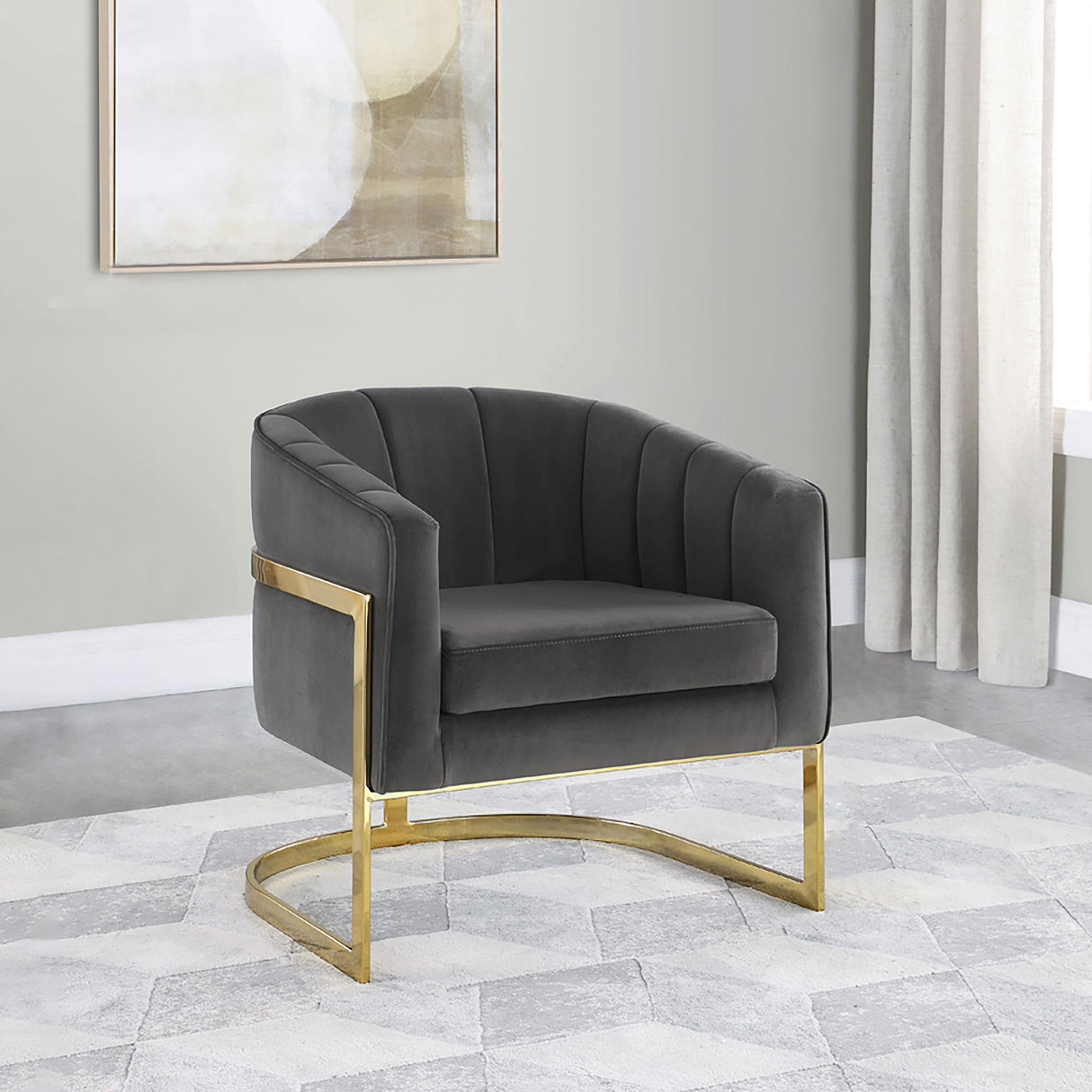 Coaster Alamor Upholstered Barrel Back Accent Chair Dark Grey