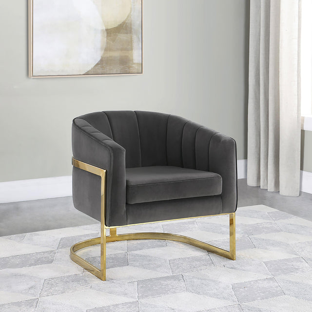 Coaster Alamor Upholstered Barrel Back Accent Chair Dark Grey