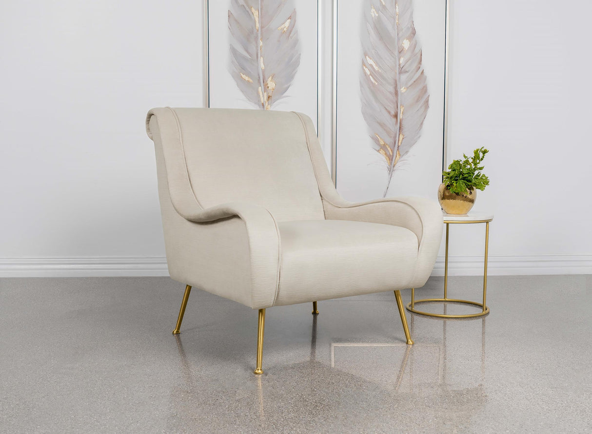 Coaster Ricci Upholstered Saddle Arm Accent Chair Stone