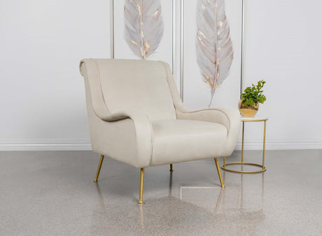 Coaster Ricci Upholstered Saddle Arm Accent Chair Stone