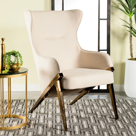Coaster Walker Upholstered high Wingback Accent Chair Cream