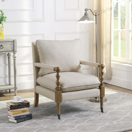 Coaster Dempsy Upholstered Accent Chair with Casters Beige
