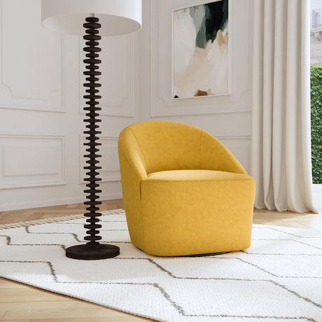 Coaster Leon Upholstered Barrel Accent Swivel Chair Mustard Yellow
