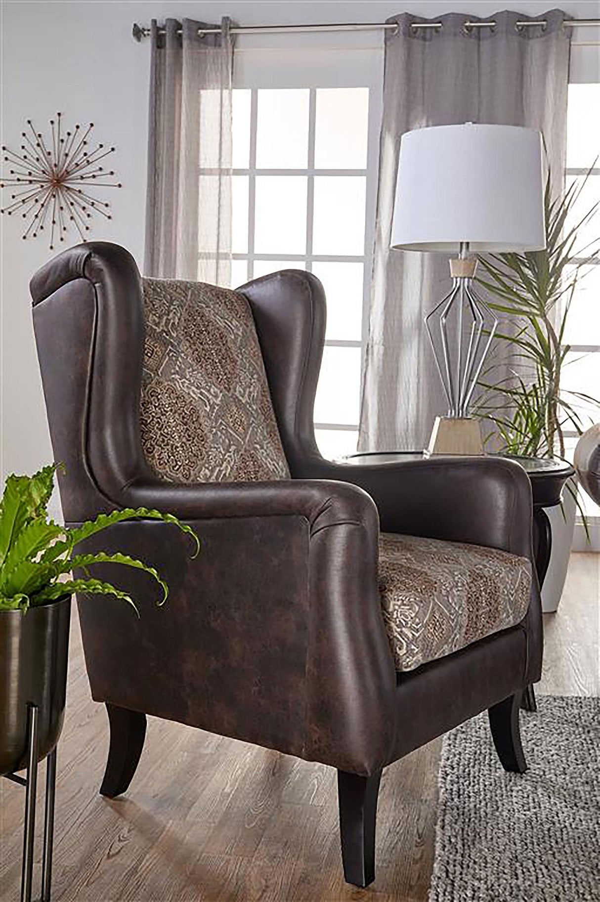 Coaster Elmbrook Upholstered Wingback Accent Club Chair Brown