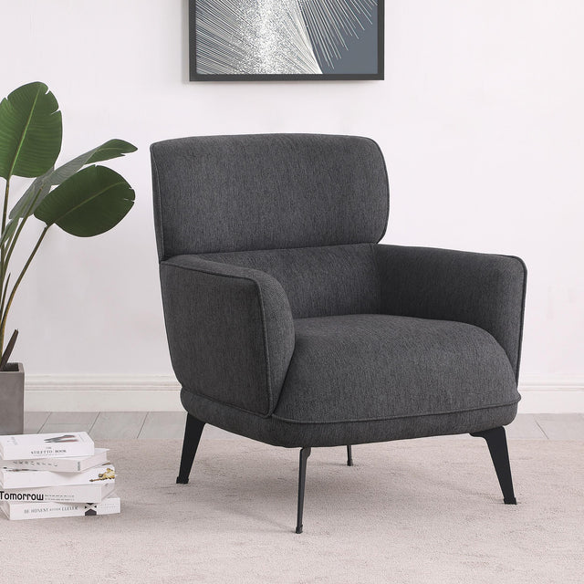 Coaster Andrea Upholstered Crecent Arm Accent Chair Grey