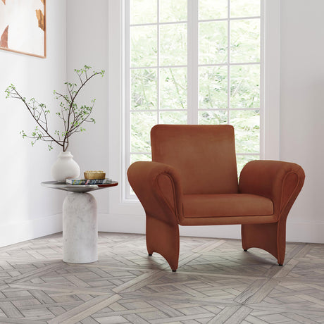 Coaster Liana Upholstered Roll Arm Accent Armchair Rust Orange