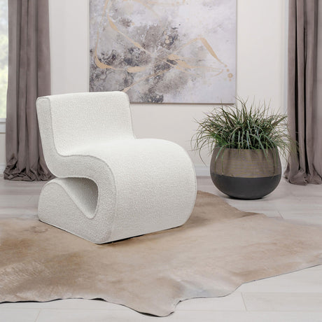 Coaster Ronea Boucle Upholstered Armless Curved Chair Cream
