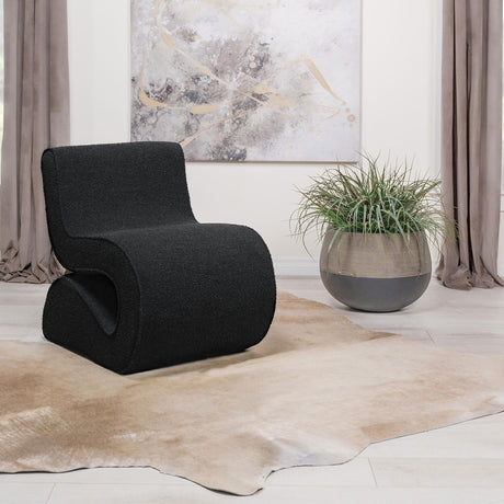 Coaster Ronea Boucle Upholstered Armless Curved Chair Charcoal