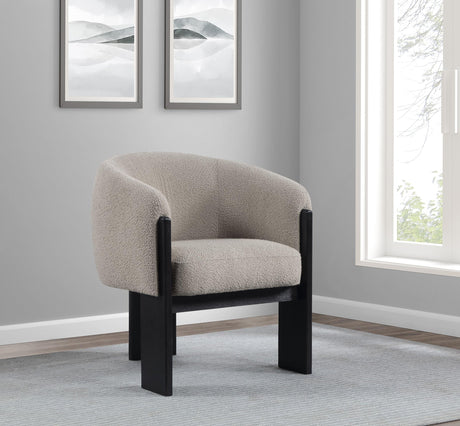 Coaster Valdez Boucle Upholstered Barrel Back Accent Chair Beige