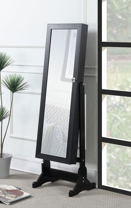 Coaster Tutuola Cheval Mirror with Jewelry Storage Black