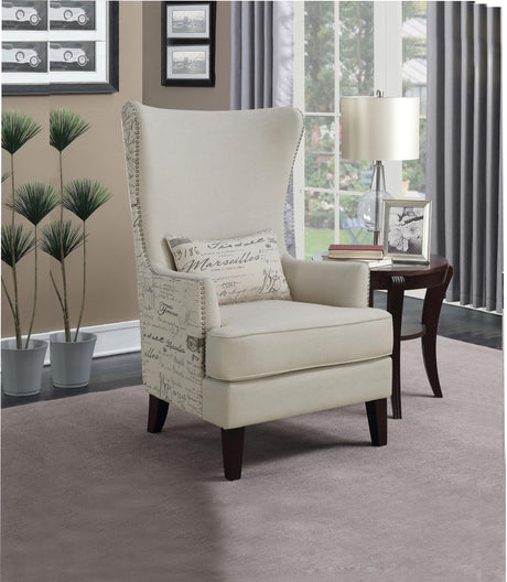 Coaster Pippin Upholstered High Wingback Accent Chair Cream