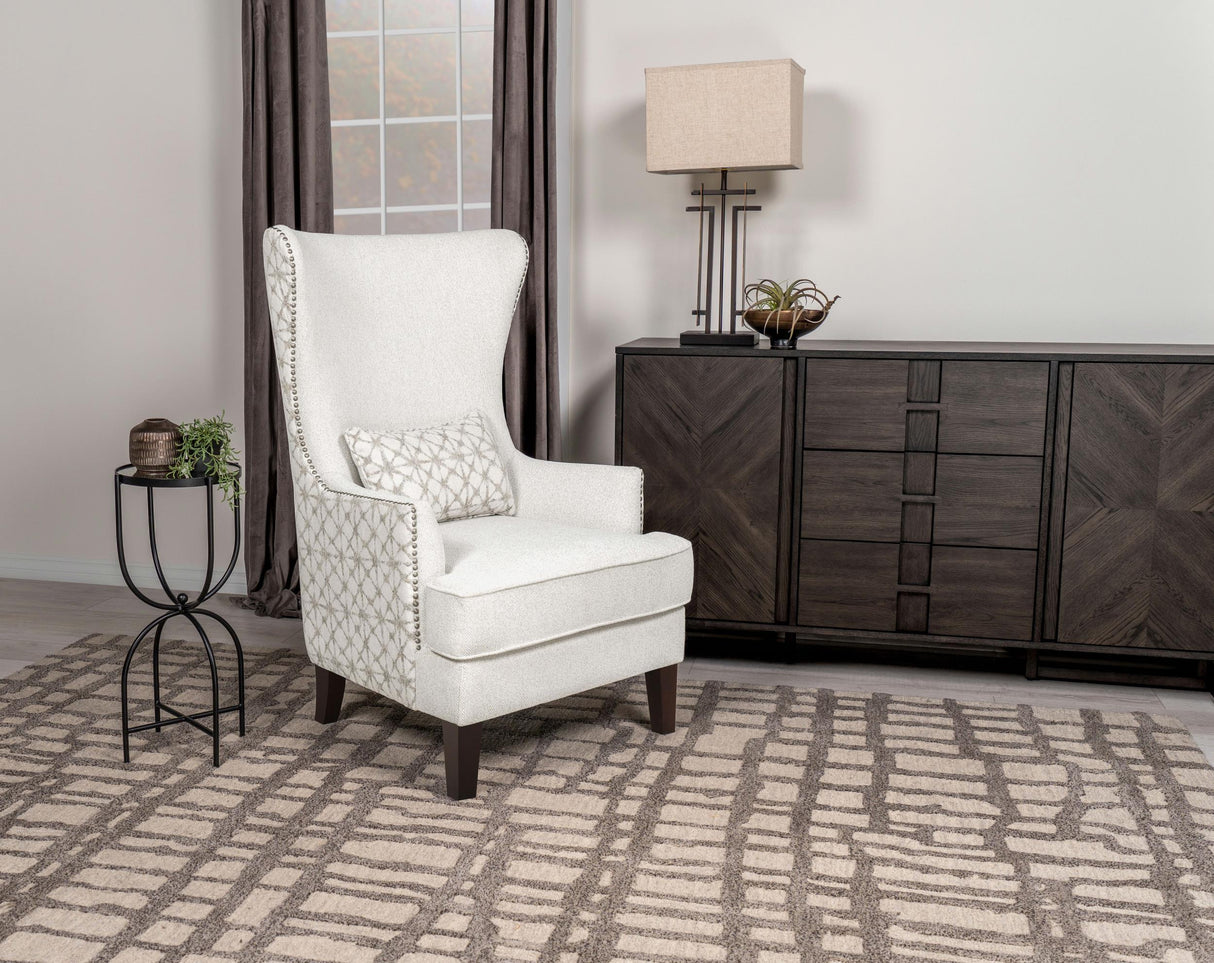 Coaster Pippin Upholstered High Wingback Accent Chair Latte