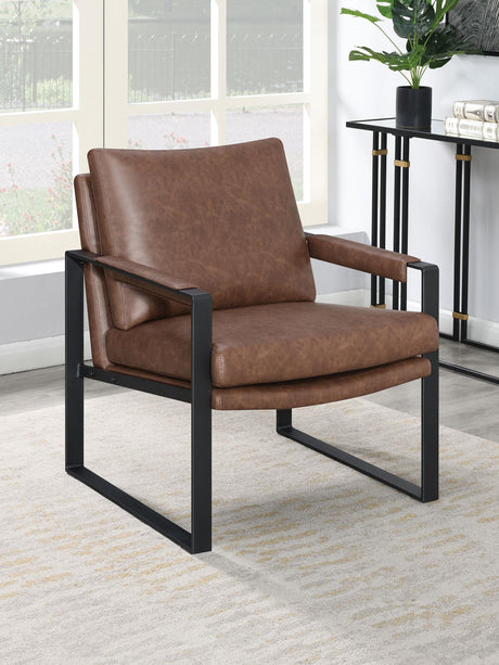 Coaster Rosalind Upholstered Track Arm Accent Chair Brown