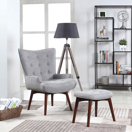 Coaster Willow Upholstered Accent Chair with Ottoman Grey and Brown