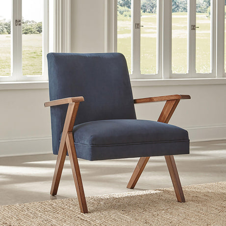 Coaster Cheryl Upholstered Wood Arm Accent Chair Dark Blue