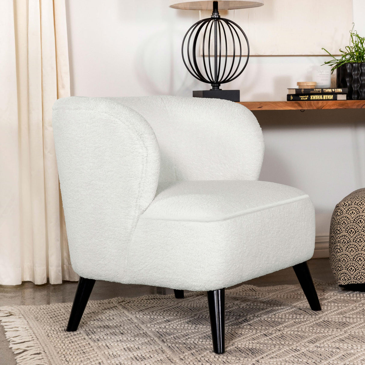 Coaster Alonzo Faux Sheepskin Upholstered Accent Chair Natural