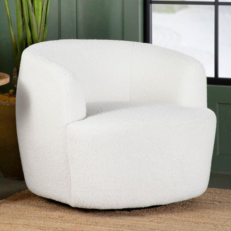 Coaster Hudson Faux Sheepskin Upholstered Swivel Chair Natural