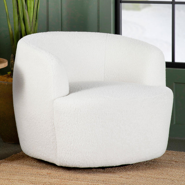 Coaster Hudson Faux Sheepskin Upholstered Swivel Chair Natural