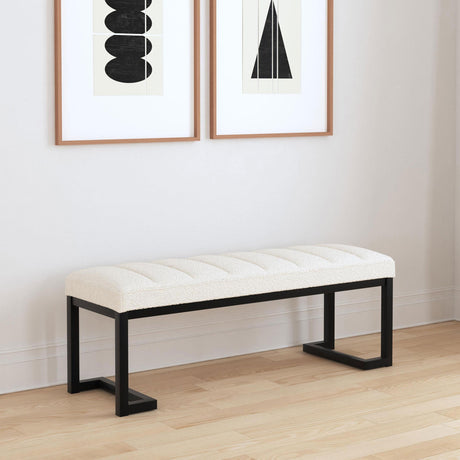 Coaster Mesa Boucle Upholstered Tufted Accent Bench Vanilla