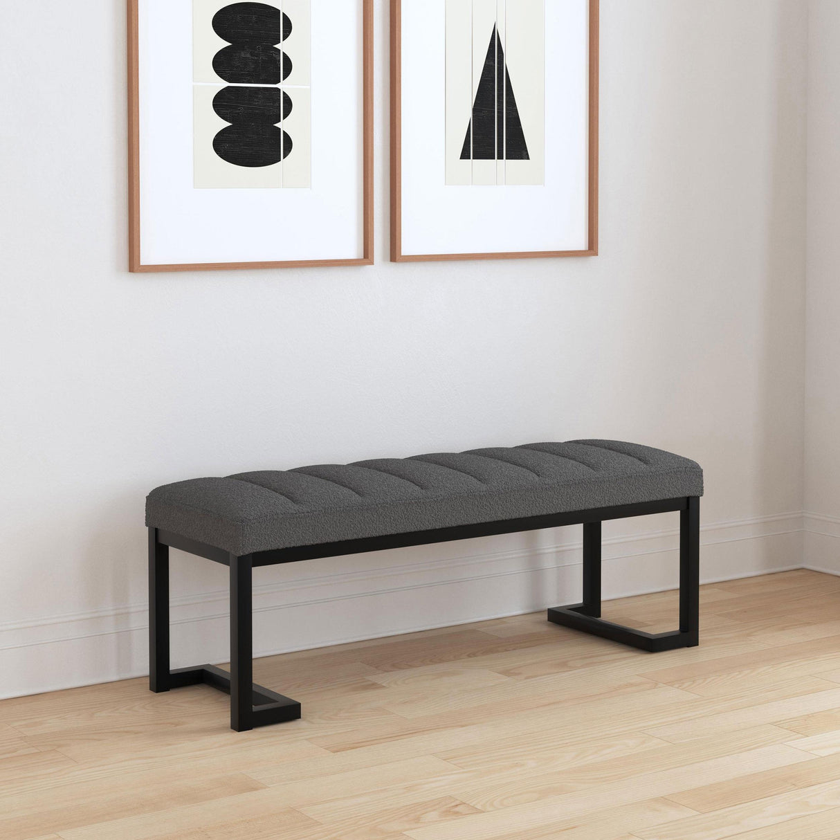 Coaster Mesa Boucle Upholstered Tufted Accent Bench Charcoal