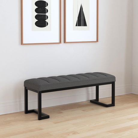 Coaster Mesa Boucle Upholstered Tufted Accent Bench Charcoal