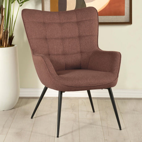 Coaster Isla Upholstered Flared Arm Tufted Accent Chair Rust
