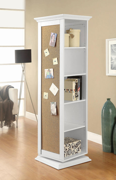 Coaster Robinsons Swivel Accent Cabinet with Cork Board White