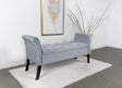 Coaster Farrah Velvet Upholstered Rolled Arm Storage Bench Silver