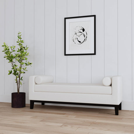 Coaster Rosie Upholstered Accent Bench with Armrests Vanilla