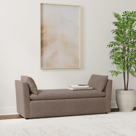 Coaster Robin Upholstered Accent Bench with Armrests Brown