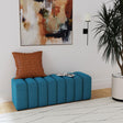 Coaster Summer Fabric Upholstered Tufted Accent Bench Peacock Blue