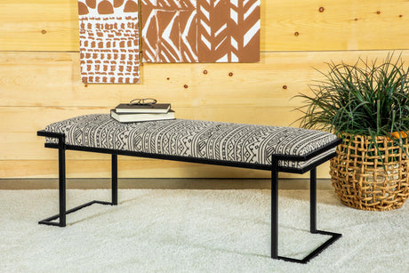 Coaster Alfaro Fabric Upholstered Accent Bench Black and White