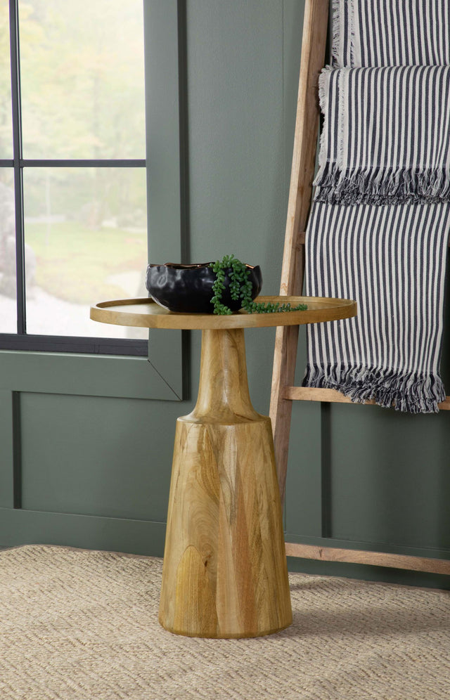 Coaster Ixia Round Solid Mango Wood Accent Side Table Natural