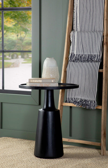 Coaster Ixia Round Solid Mango Wood Accent Side Table Black Stain