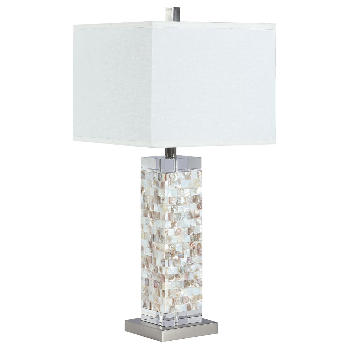 Coaster Capiz 29-inch Square Shade Mother of Pearl Table Lamp Silver