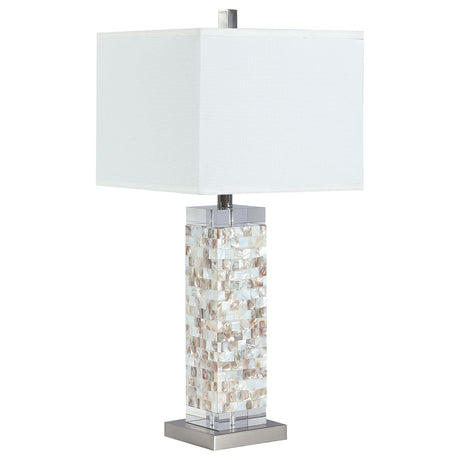 Coaster Capiz 29-inch Square Shade Mother of Pearl Table Lamp Silver