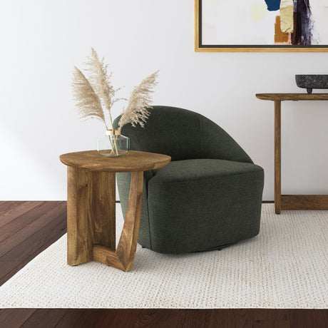 Coaster Fletcher Oval Solid Mango Wood Accent Side Table Brown